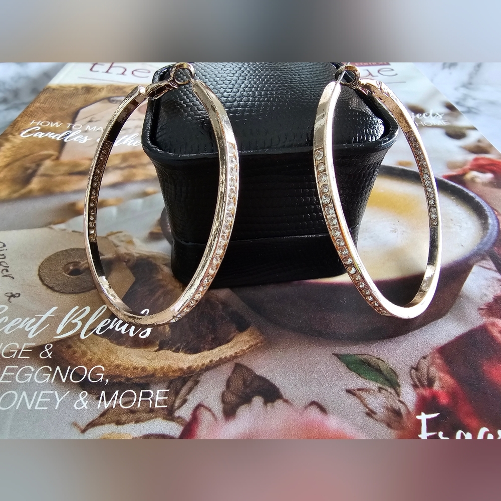 Gold and diamond hoop earrings